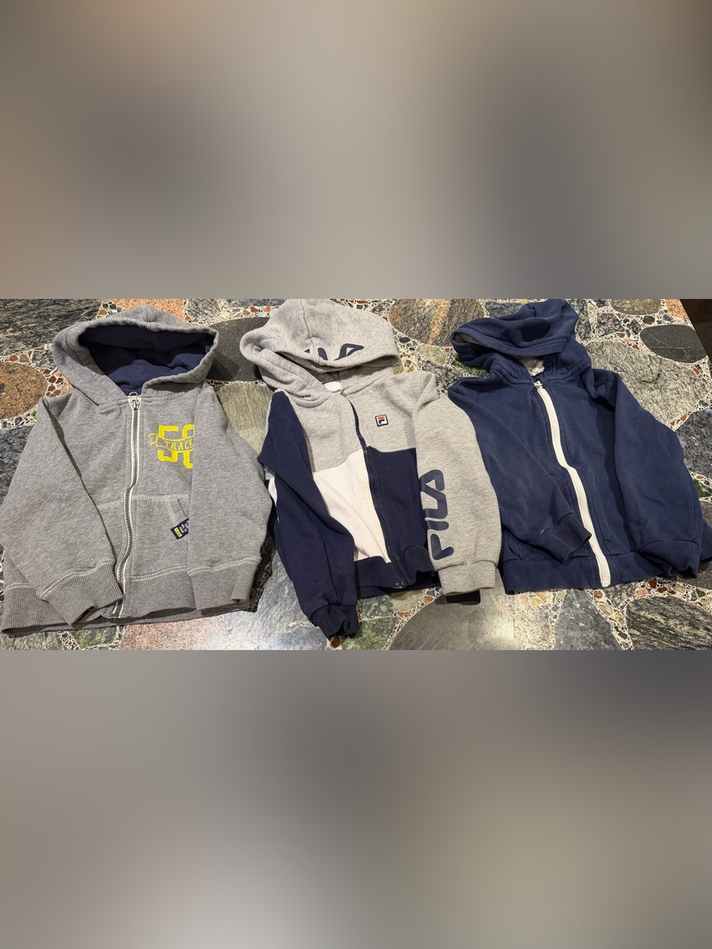 3 Fila Kids Gray, Navy & Cream Zip-Up Hoodie size 4t